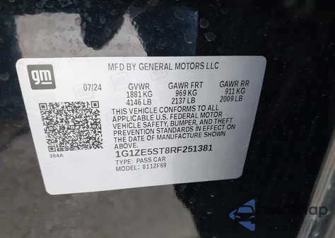 2024 Chevrolet Malibu Premier from USA, damaged, VIN 1G1ZE5ST8RF251381